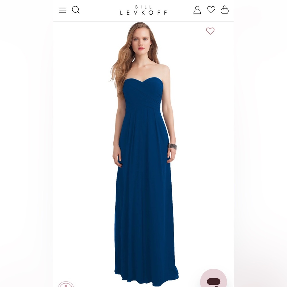 Bill Levkoff Shiloh Chiffon Sweetheart Empire Dress Navy Size 10